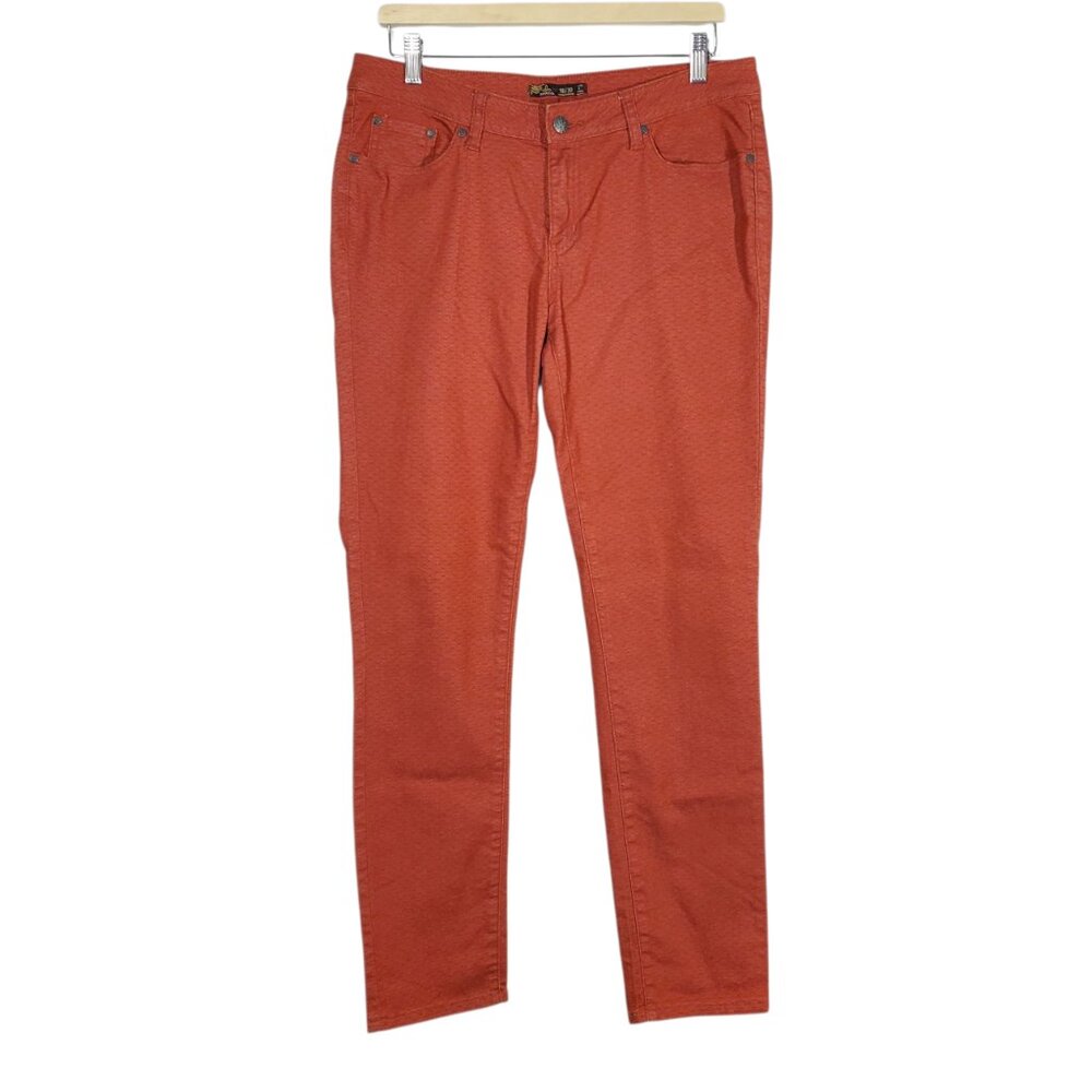 Prana Kayla Jeans Women's 10/30 Orange Terra Cotta Ogee Diamond Print AOP